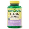 Spring Valley GABA Amino Acid Supplement, 750 mg, Unflavored, 100 Count