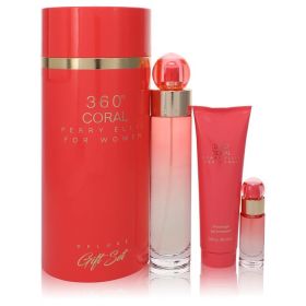 Perry Ellis 360 Coral by Perry Ellis Gift Set -- 3.4 oz Eau de Parfum Spray + .25 oz Mini EDP Spray + 3 oz Shower Gel