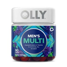 OLLY Mens Multivitamin Gummy, Health & Immune Support, B Vitamin, CoQ10, Blackberry, 90 Count (Brand: OLLY)